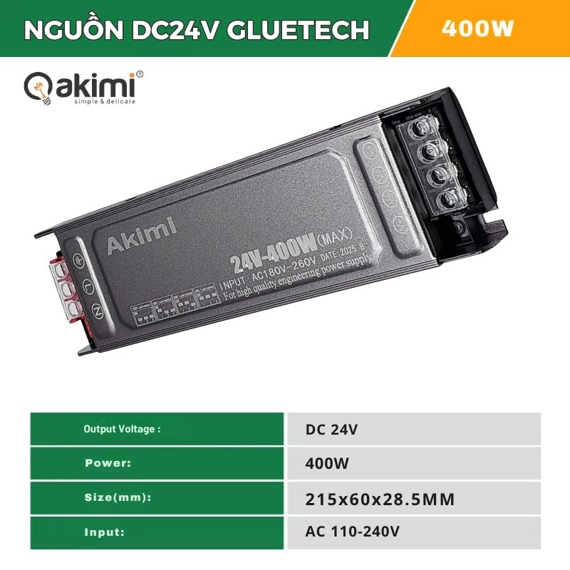 Bộ Nguồn Led Dây DC24V AKIMI GLUETECH 400W